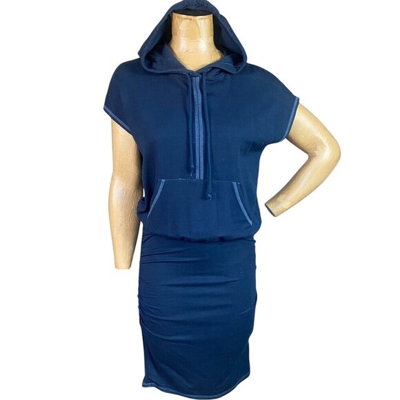 Red Haute Drawstring Hooded Dress Sporty Casual Athleisure M Blue !33T - Picture 1 of 6